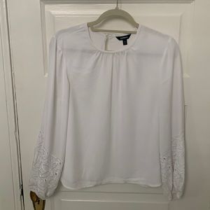 Express white embroidered sleeve top